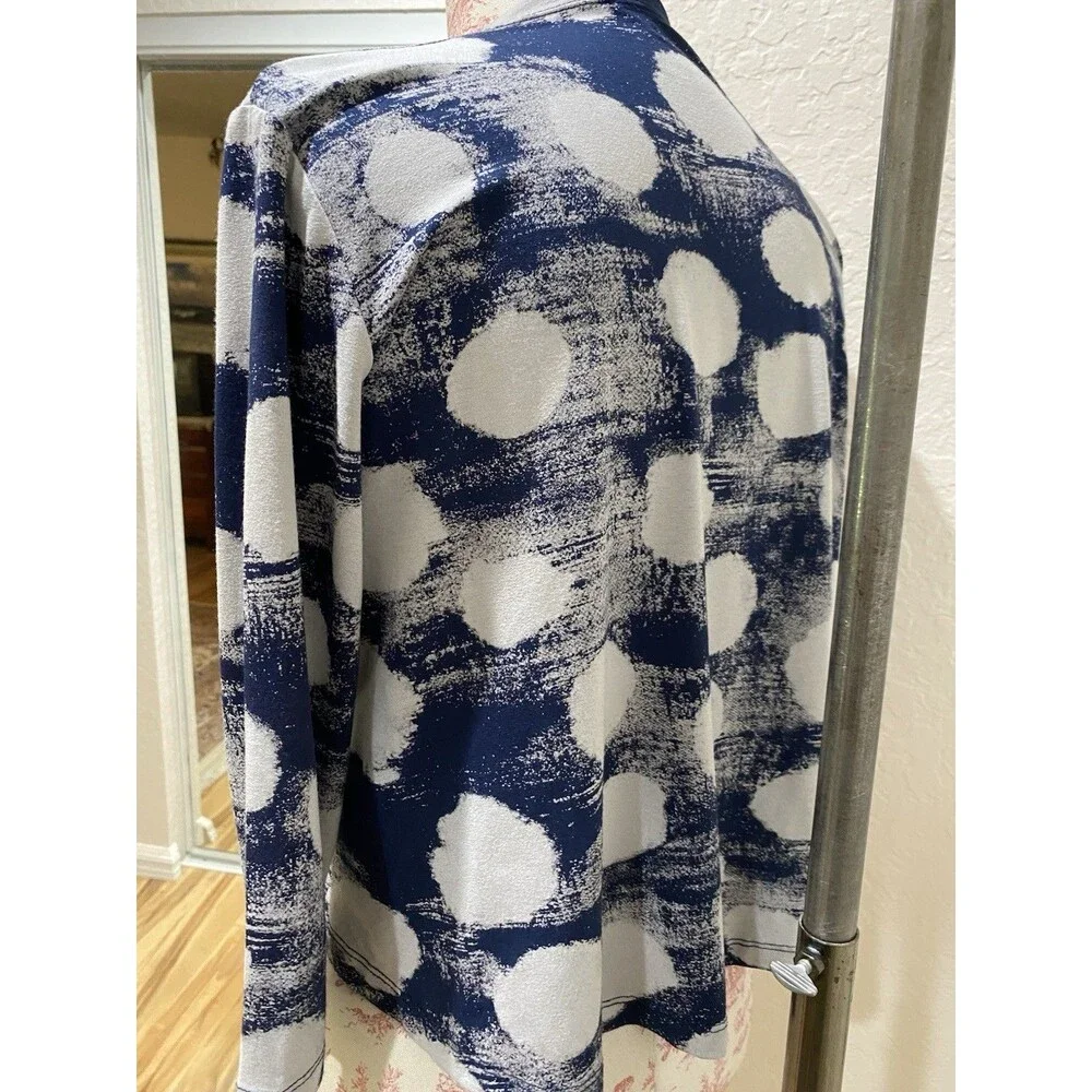 Alembika Cloud Crop Cardigan Jacket Women’s 0 Blue Polka Dot Abstract Lagenlook